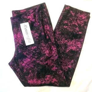 NWT Saks 5th Avenue Black Label Floral  Purple and Black Pants Size 12